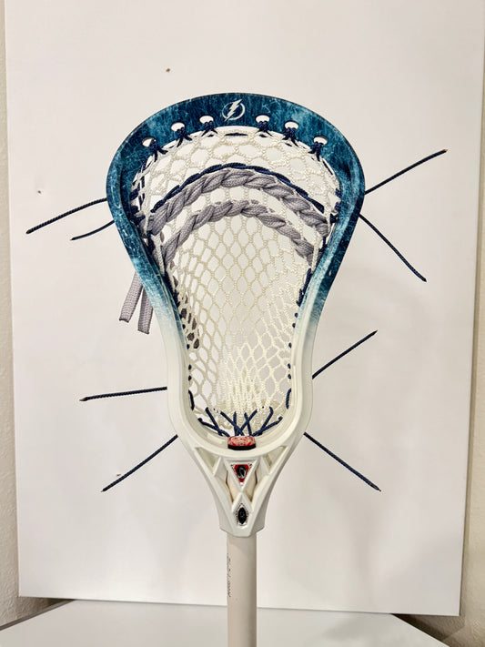 Signature Contract Pro Defense | Tampa Bay Lightning Top Fade + Marbling + Logo | 10D Mesh | Strung